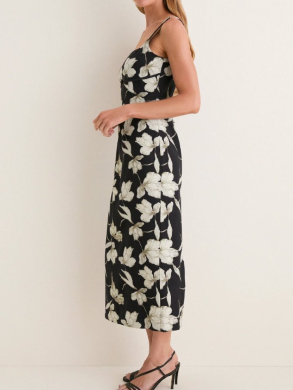 Theory Navy Floral Slip dress silk tank v neck white flowers 6